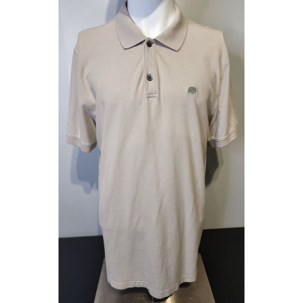 Banana Republic Shirt Mens Large Polo Tan Short Sleeve Cotton Golf Preppy Rugby‎